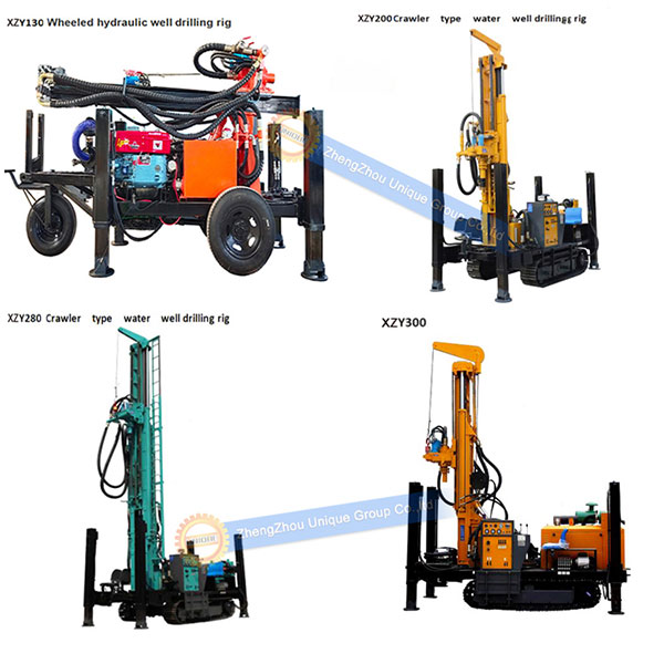 different types of water wel drilling machine